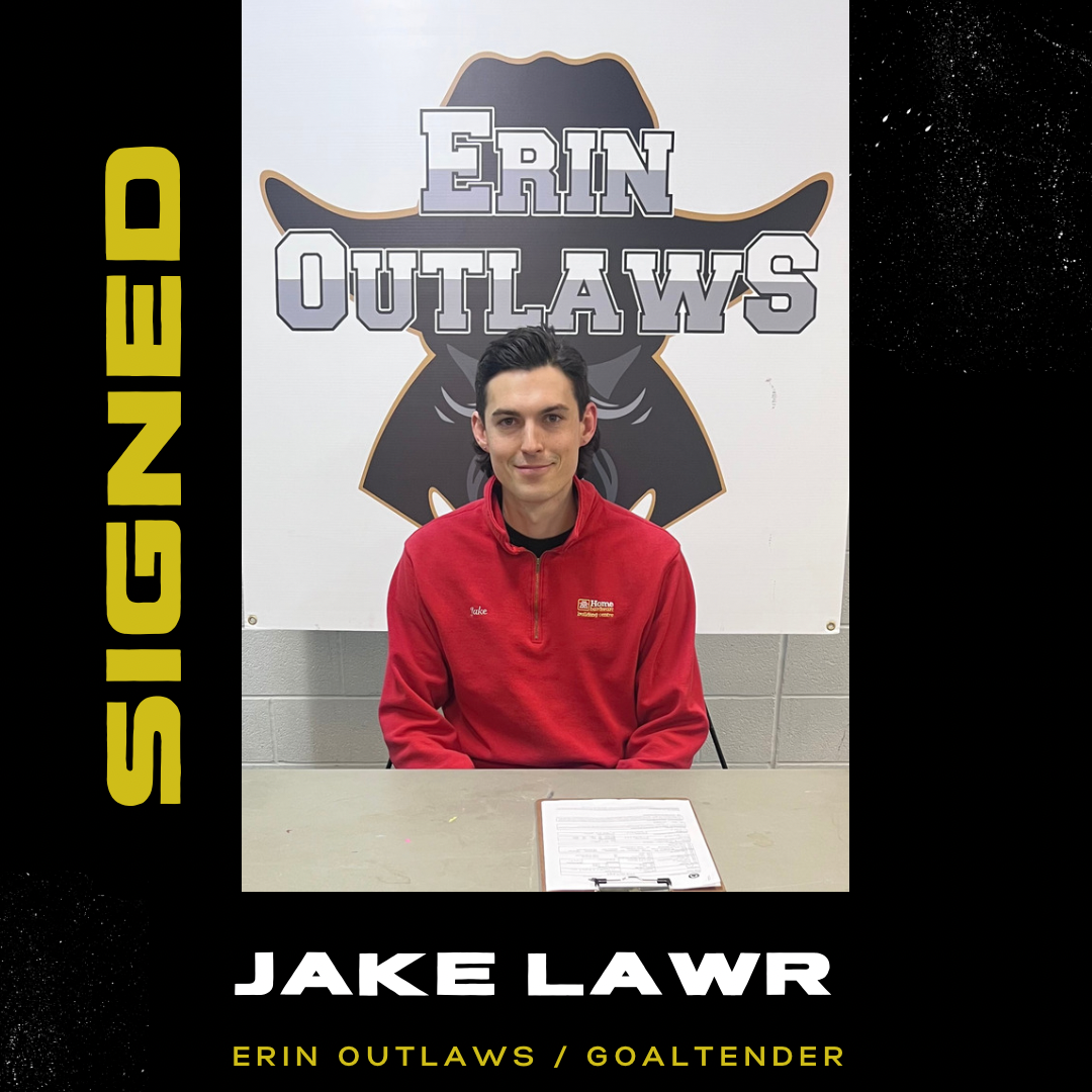 #30 Jakew Lawr, Goaltender for the Erin Outlaws