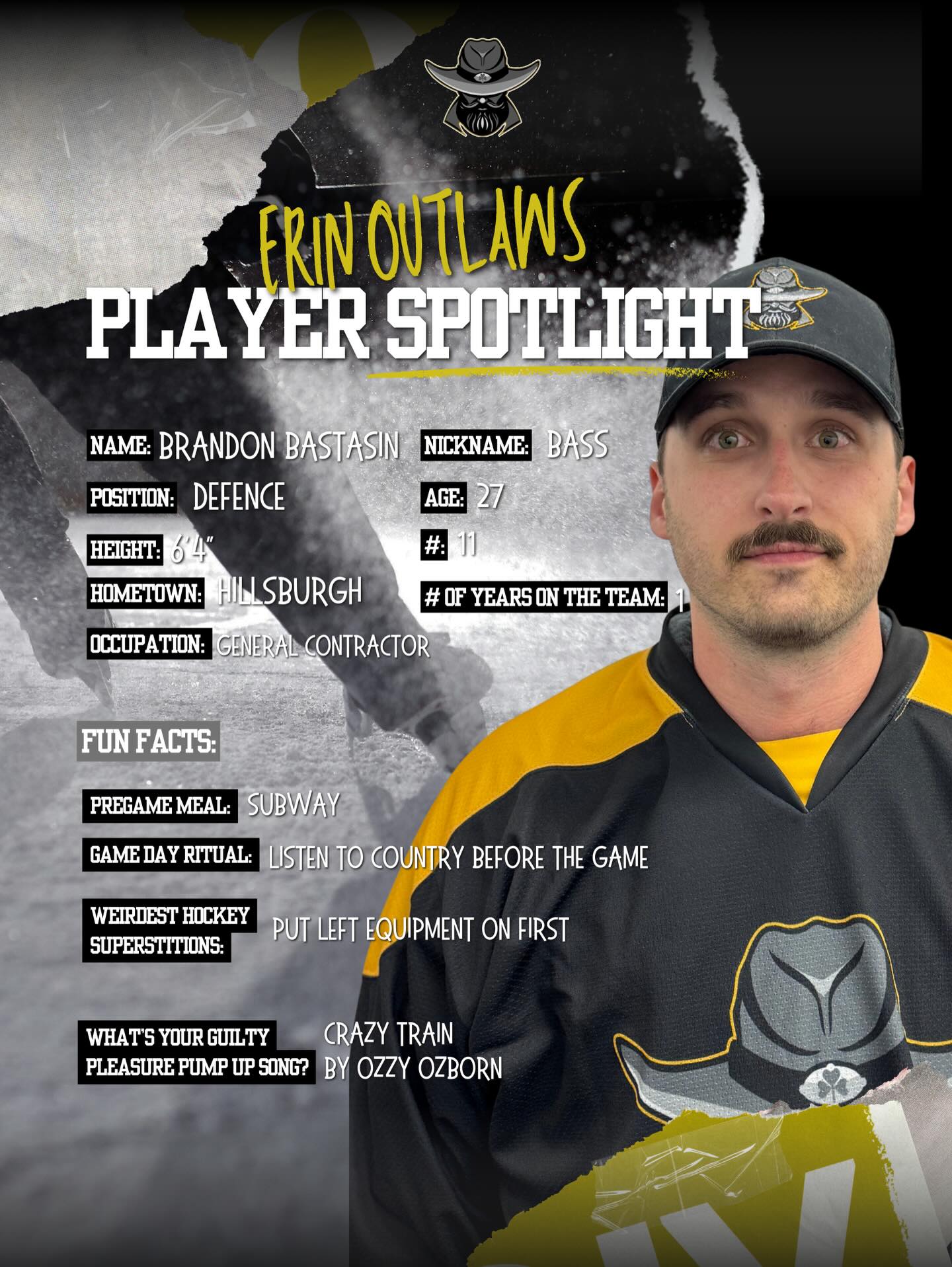 Player Spotlight for Brandon Bastasin of the Erin Outlaws